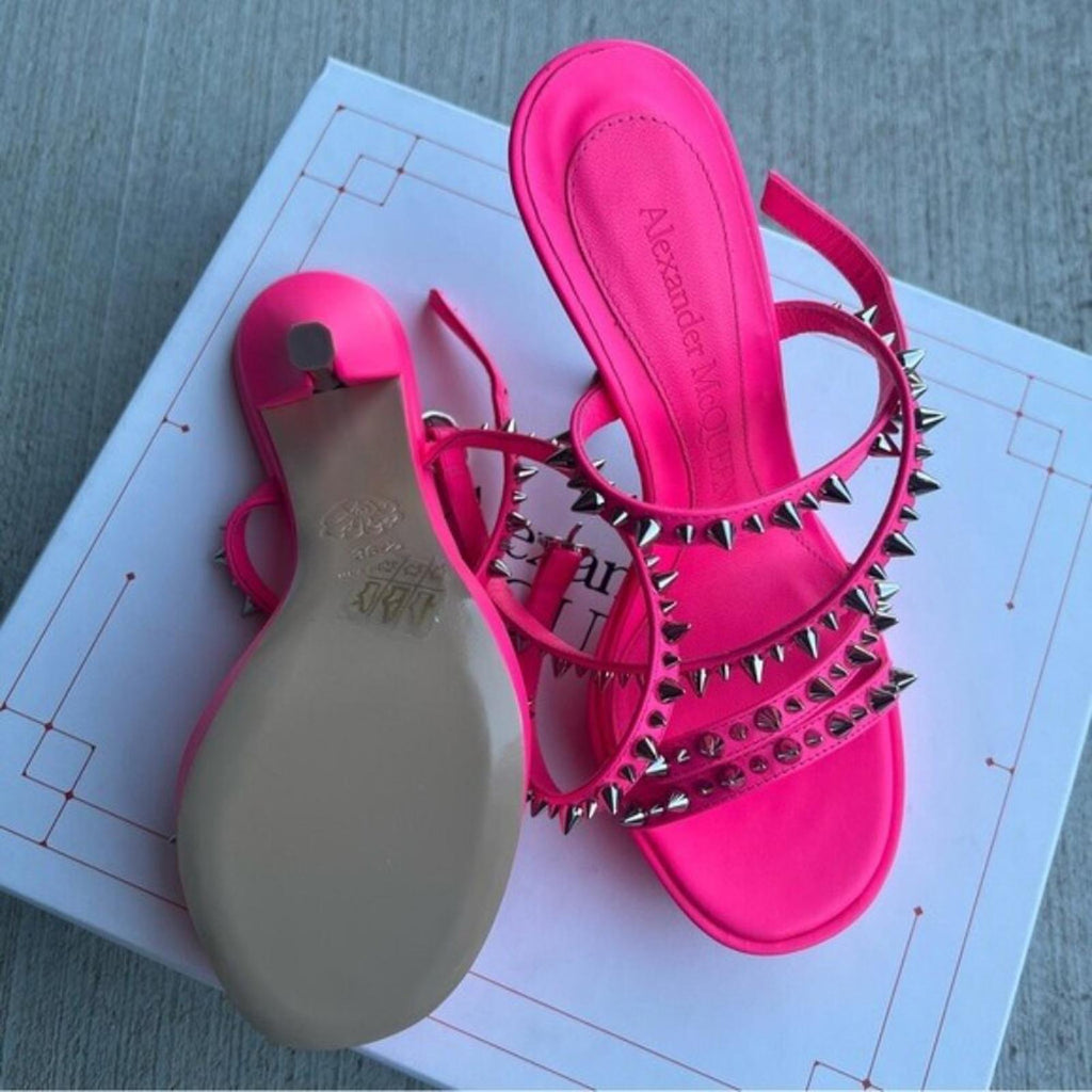 Alexander McQueen Platform Studded Strappy Sandals Metallic Pink EU 36 NWT $950