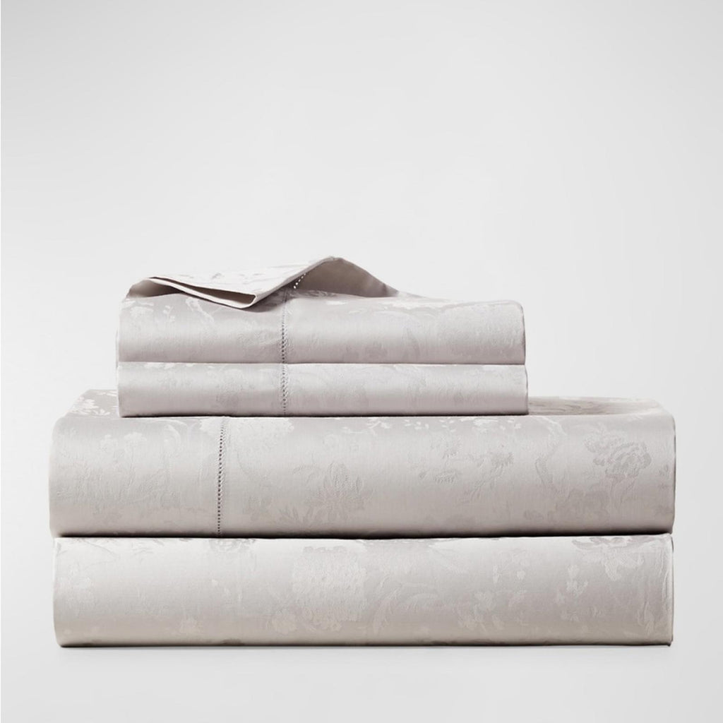 Ralph Lauren Home Bethany Jacquard Organic Cotton Queen Fitted Sheet Silver, NWT