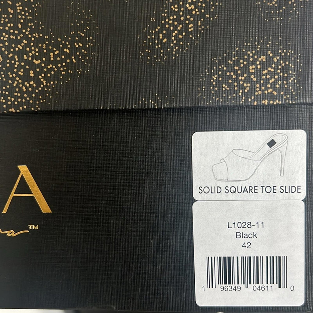 LITA by Ciara Black Solid Square Toe Slide Sandals, L1028-11 Size 42 New in Box