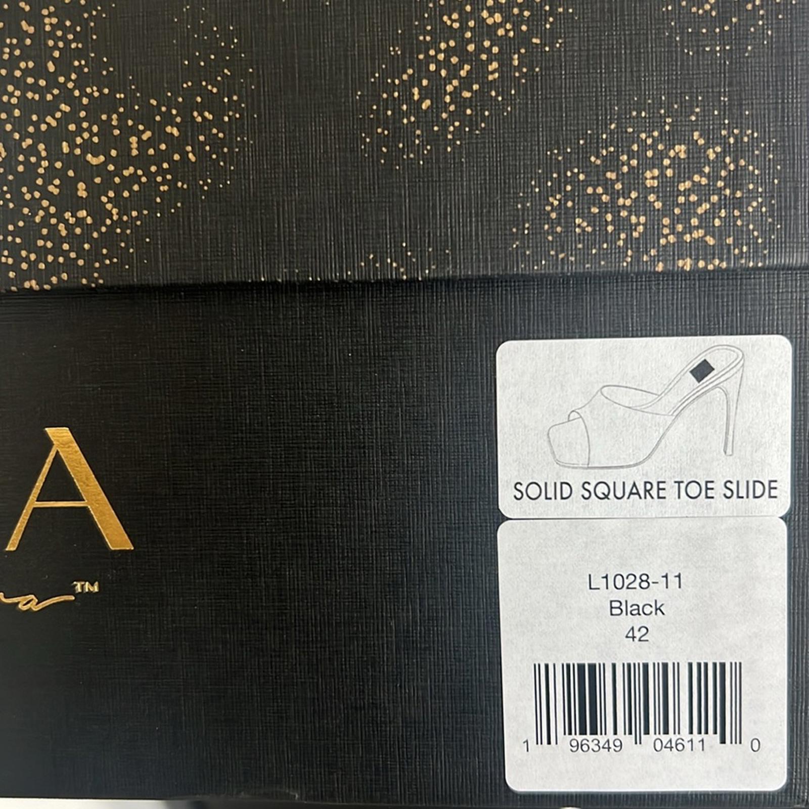 LITA by Ciara Black Solid Square Toe Slide Sandals, L1028-11 Size 42 New in Box