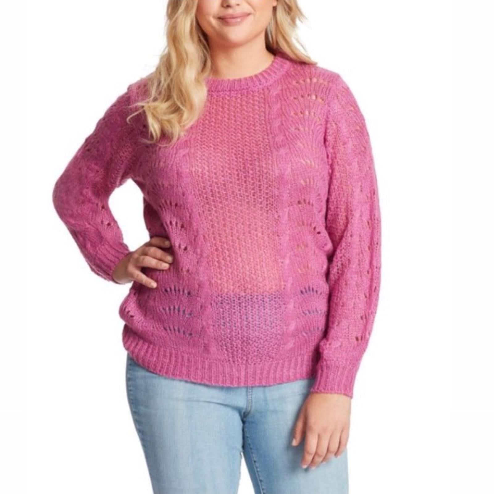 Jessica Simpson Rosebud Pointelle Crewneck Pullover Sweater Size XL New w/Tag