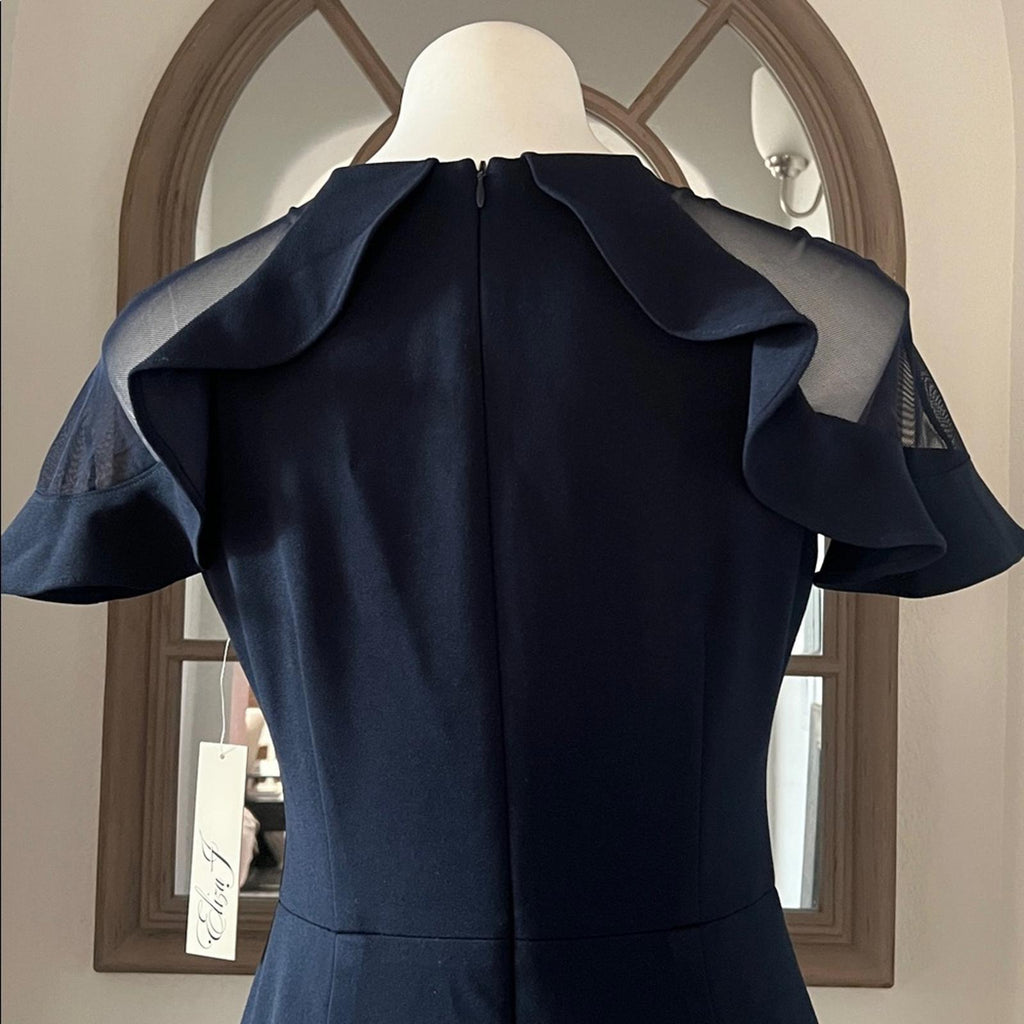 Eliza J. Mush Flutter Sleeve Maxi Dress in Navy, Size 6, NEW