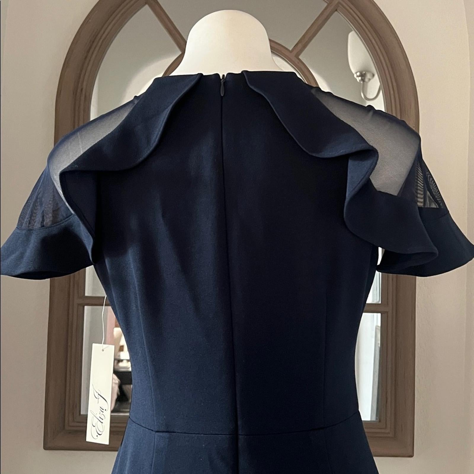 Eliza J. Mush Flutter Sleeve Maxi Dress in Navy, Size 6, NEW