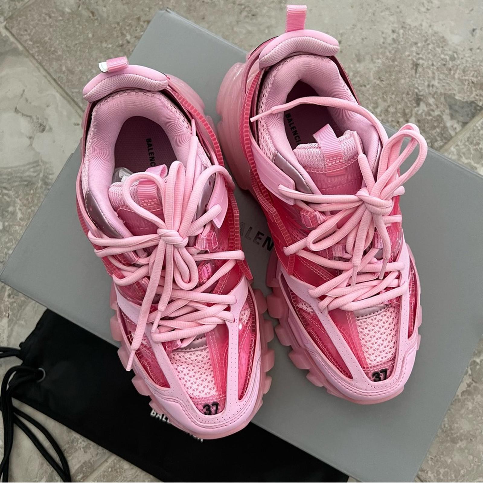 Balenciaga Track Clearsole Logo-Detailed Sneakers in Pink, Size 37 New +Dust Bag