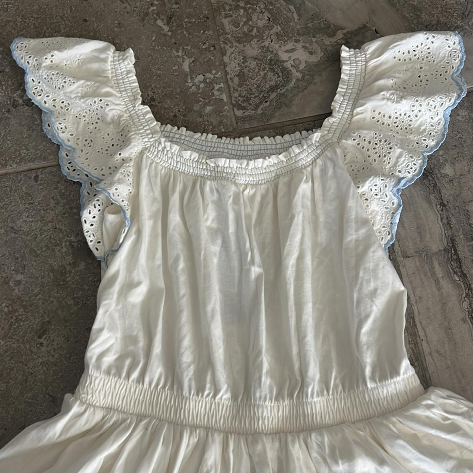 Polo Ralph Lauren Eyelet Tiered Jersey Fit & Flare Dress White Size 16 New w/Tag
