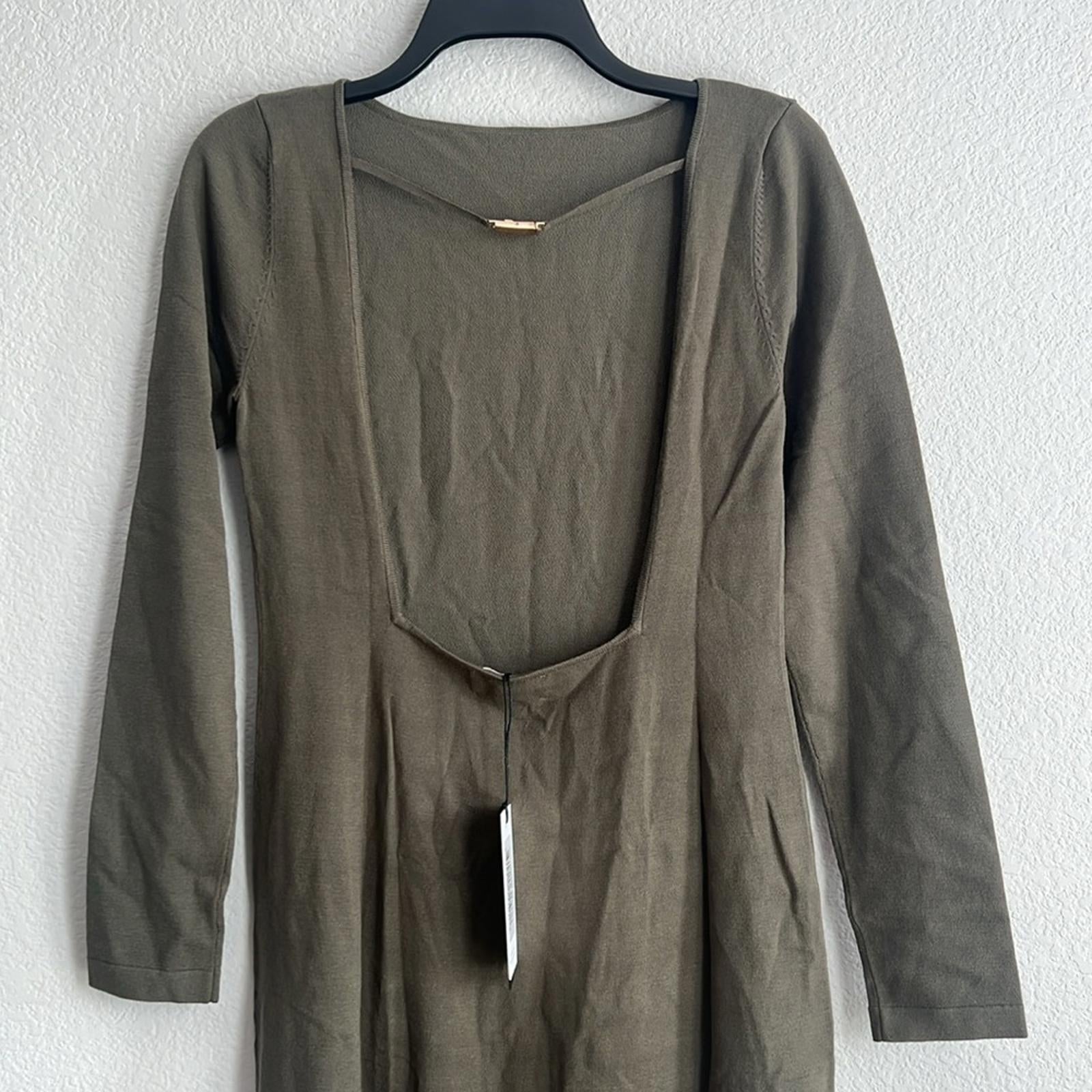 Who What Wear Jade Square-Back A-Line LS Dress in Olive Green, Size XL NWT