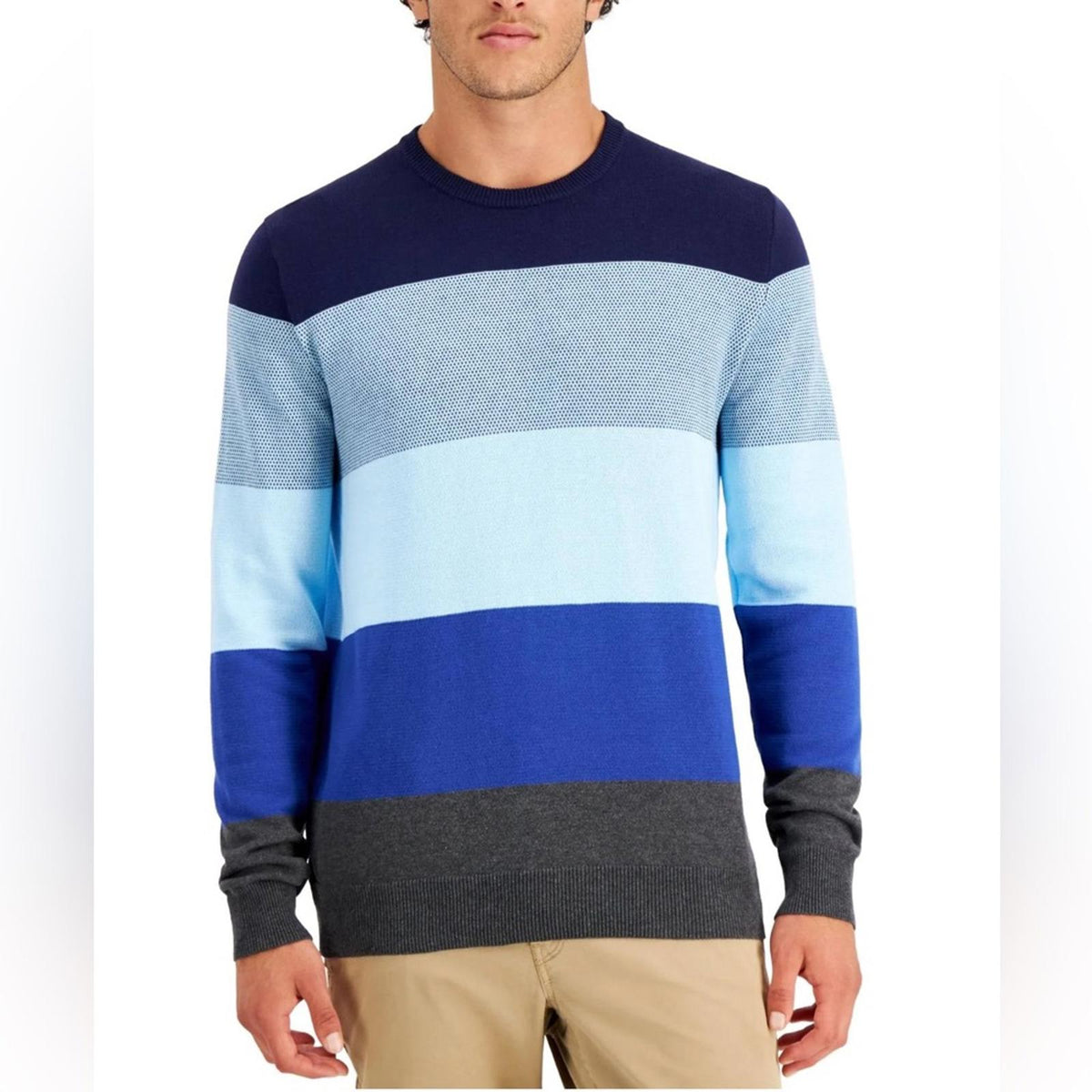 Club Room Lightweight Color Block Crewneck Pullover Sweater, Size XXL NEW w/Tag