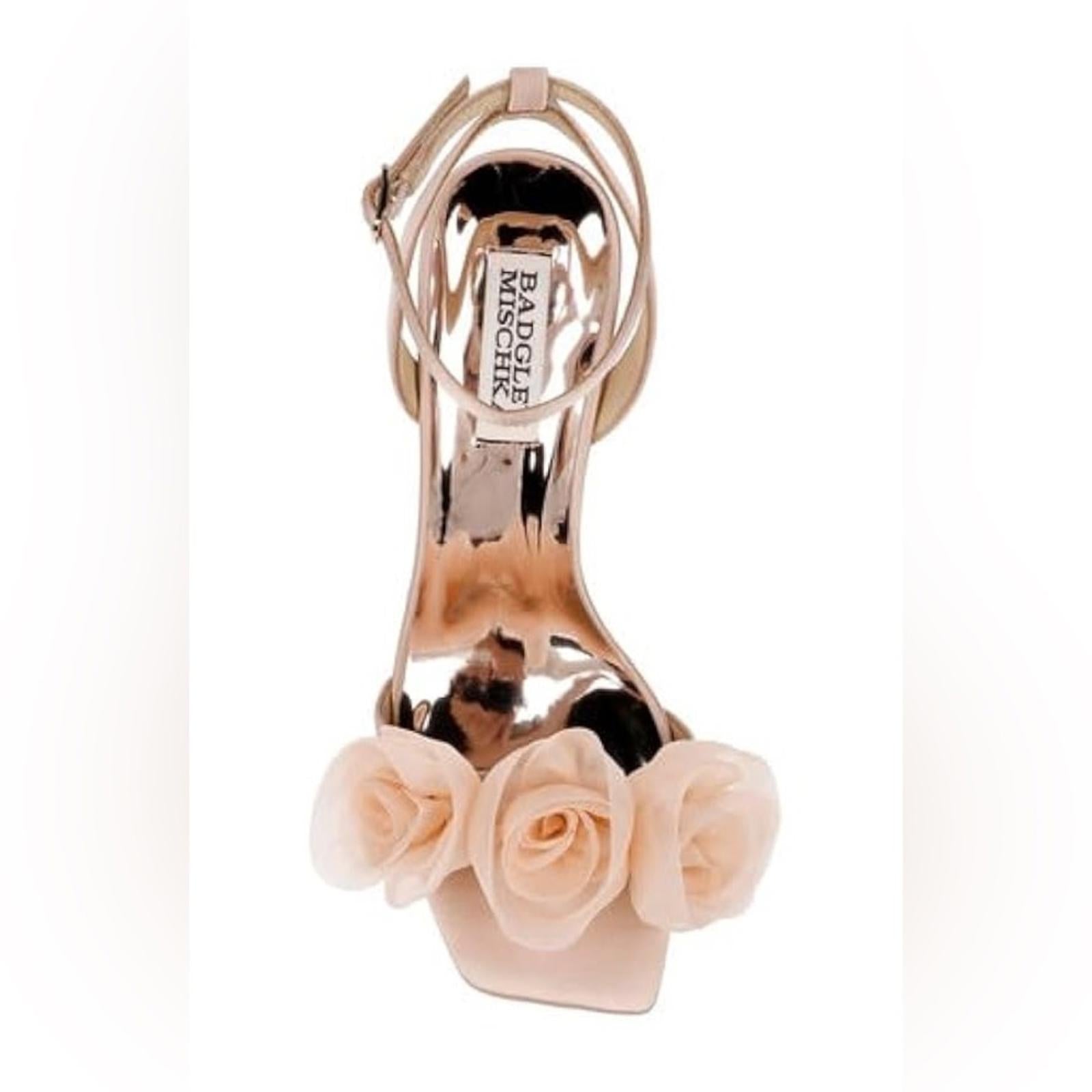 Badgley Mischka Carli Square Toe Triple Flower High Heel Sandals, Size 7, NEW