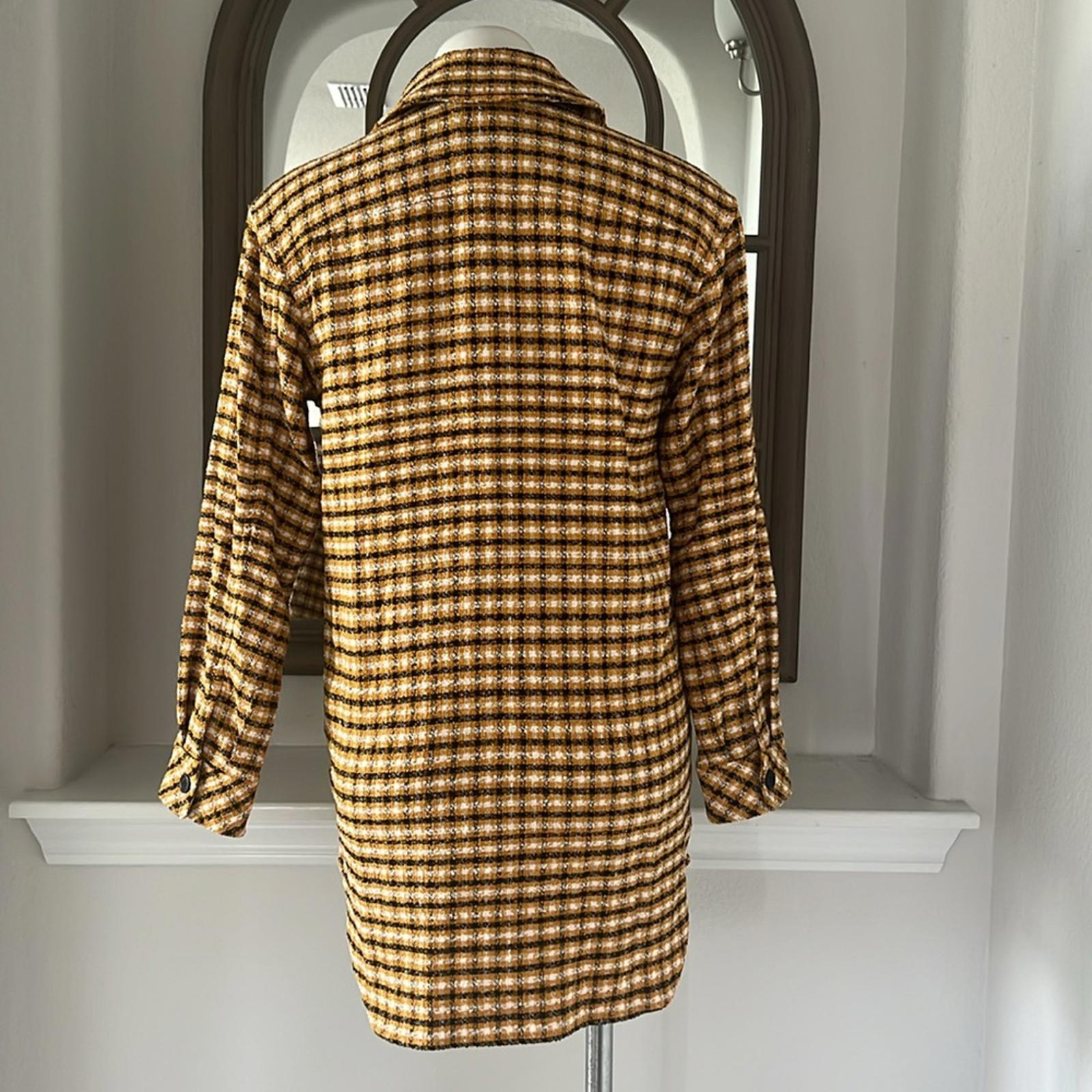 Karl Lagerfeld Paris Plaid Longline Shacket Size XXS Oversized NWT $189.50