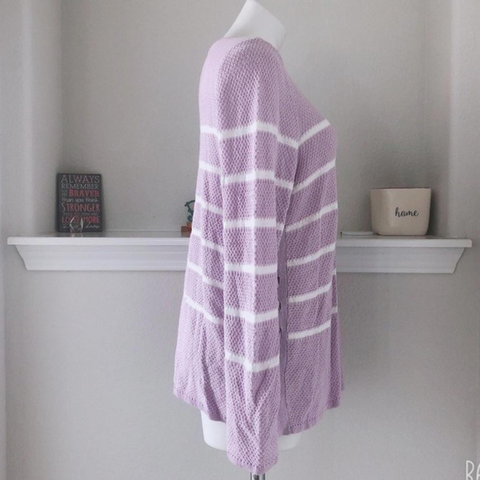 Design365 Striped Crew Neck Sweater in Violet Moon, Size L EXCELLENT!