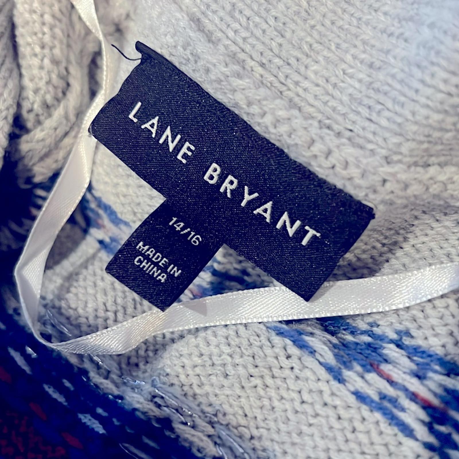 Lane Bryant Open Front Fair Isle Cardigan in Grey, Plus Size 14/16 EXCELLENT!