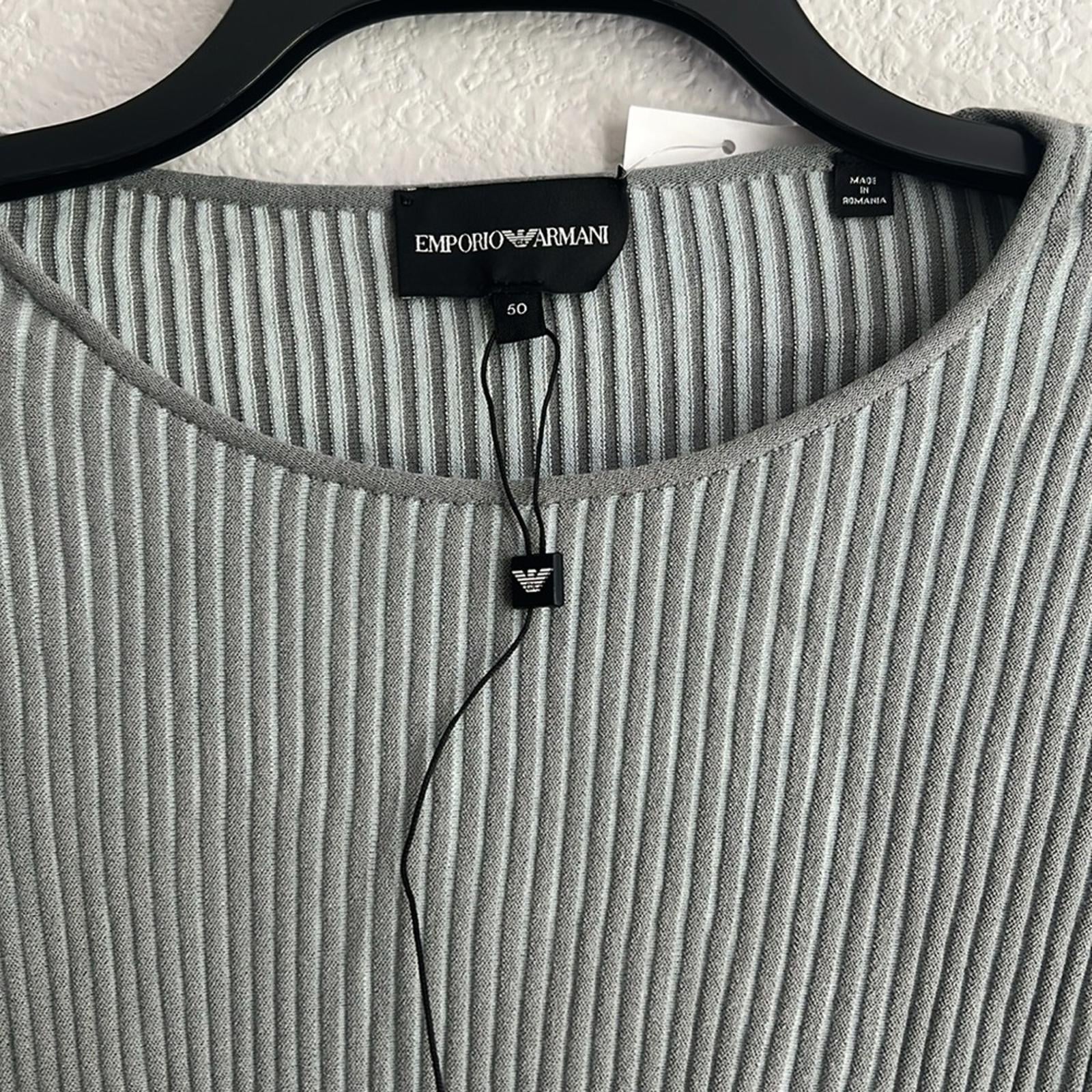Emporio Armani Bi-Color Ribbed Flare Long Sleeve Sweater, NEW, Size US 14, IT 50