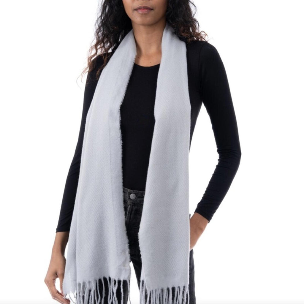 Style & Co Solid Fringe-Trim Scarf in Grey, New w/Tag