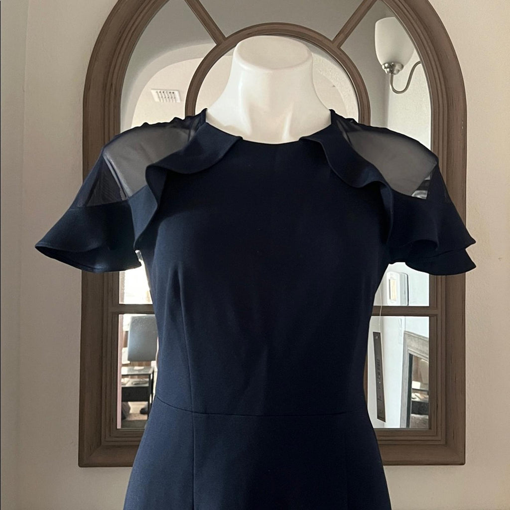 Eliza J. Mush Flutter Sleeve Maxi Dress in Navy, Size 6, NEW