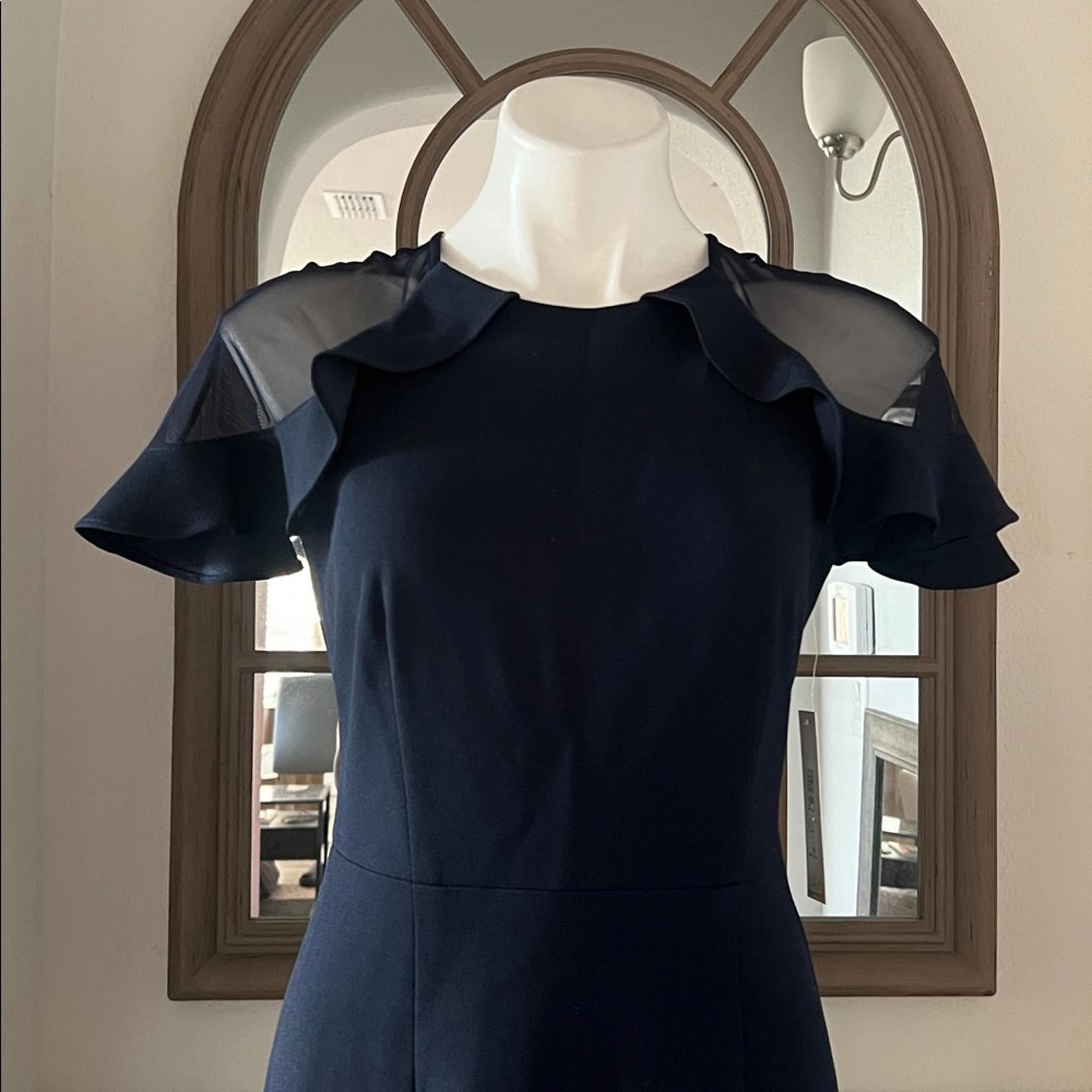 Eliza J. Mush Flutter Sleeve Maxi Dress in Navy, Size 6, NEW