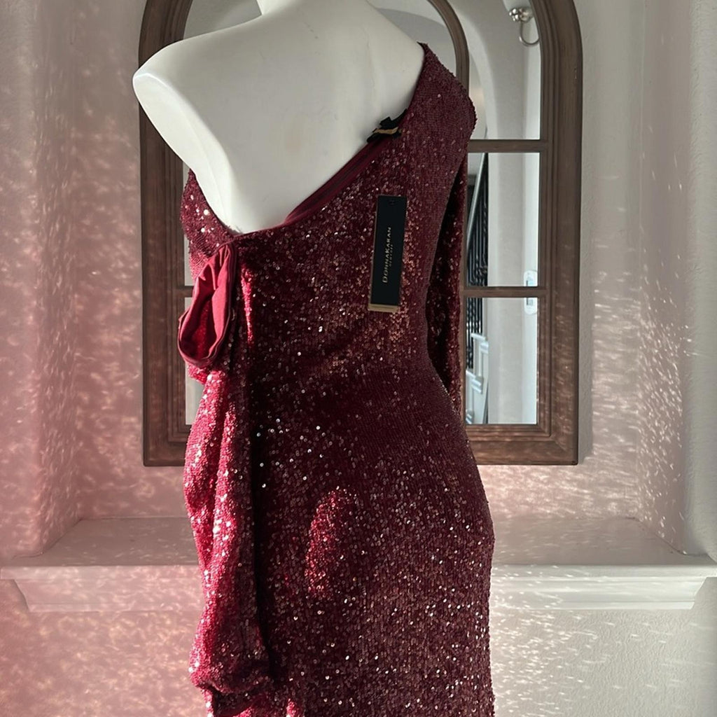 Donna Karan New York Social Occasion Asymmetric Sequined Gown, Size 16 NEW $595