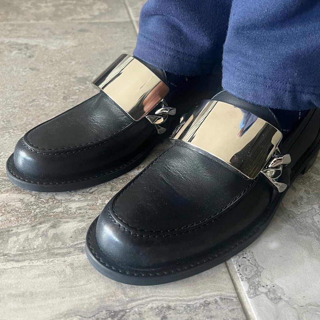 JW Anderson Logo-Engraved Leather Loafers in Black, Size 41 NEW in Box + DustBag