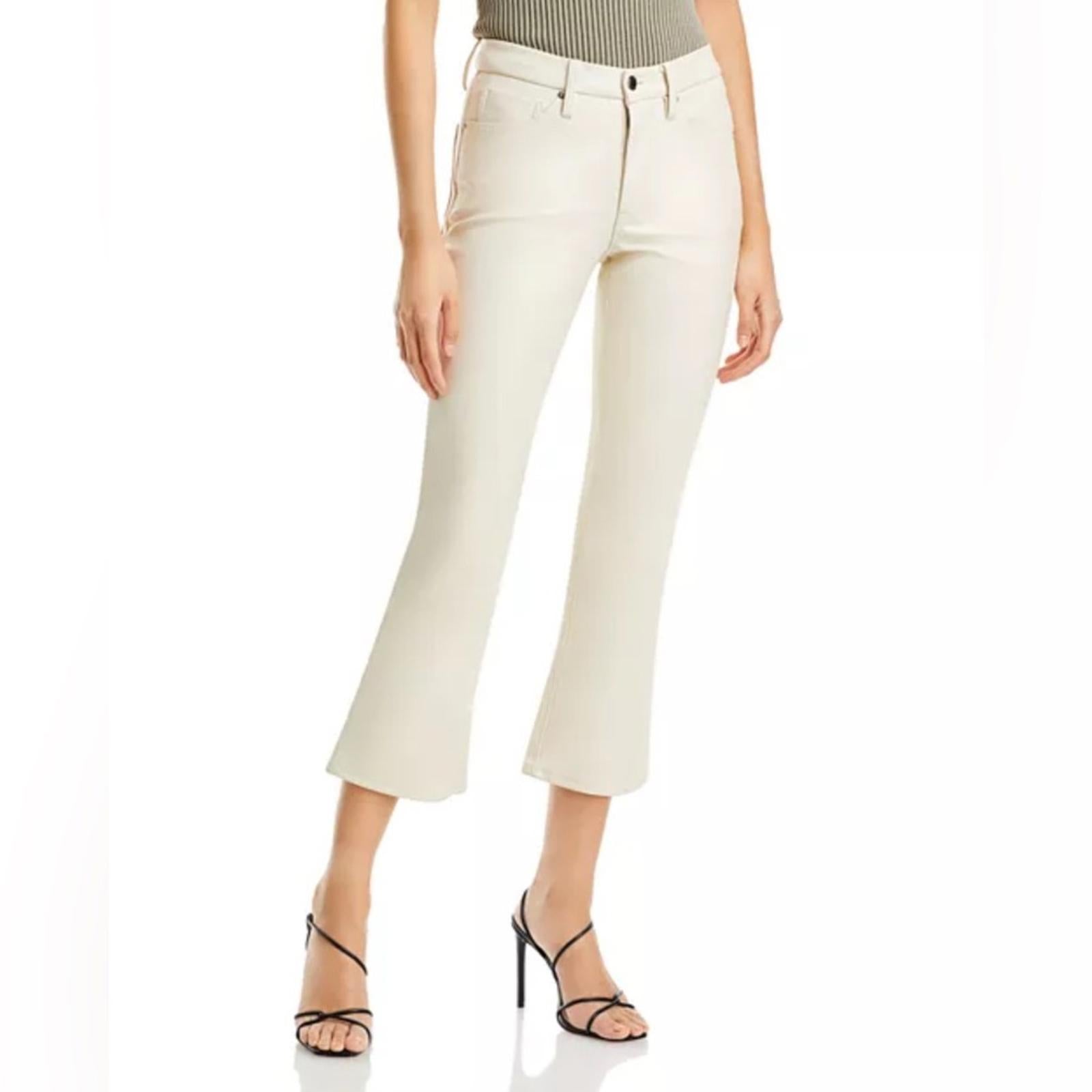 Good American Better Than Leather Mid Rise Cropped Mini Bootcut Jeans, Size 22