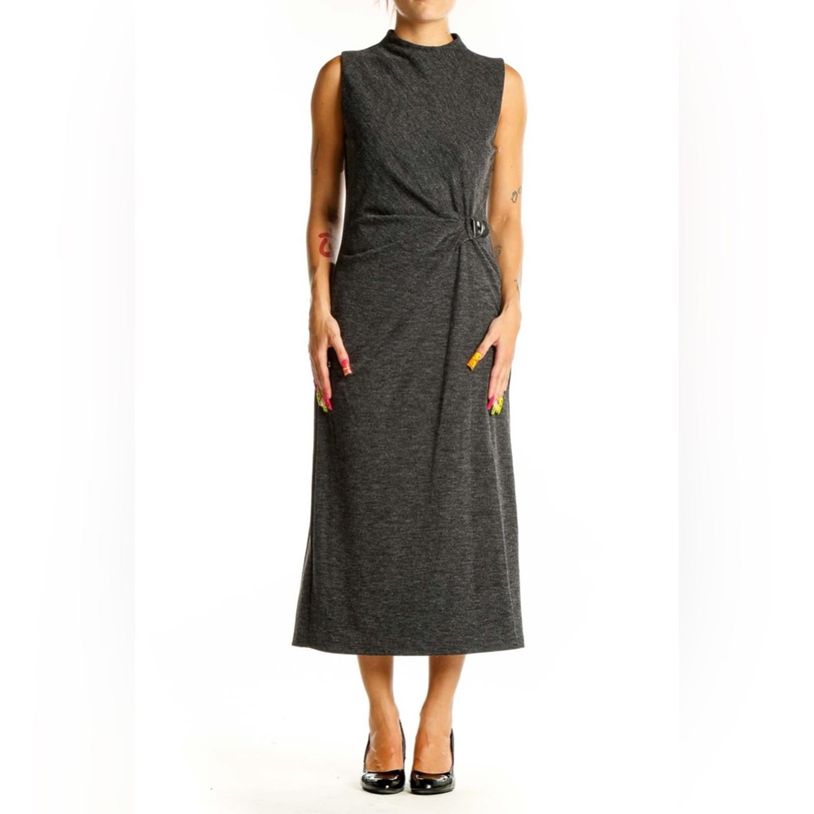 Lauren Ralph Lauren Charcoal Sleeveless Midi Dress, Size 14