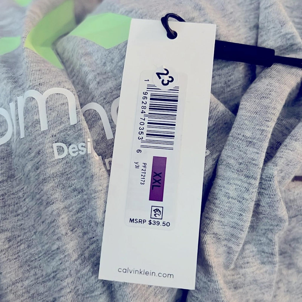Calvin Klein Cropped Logo T Shirt in Gray, Plus Size XX-Large New w/Tag