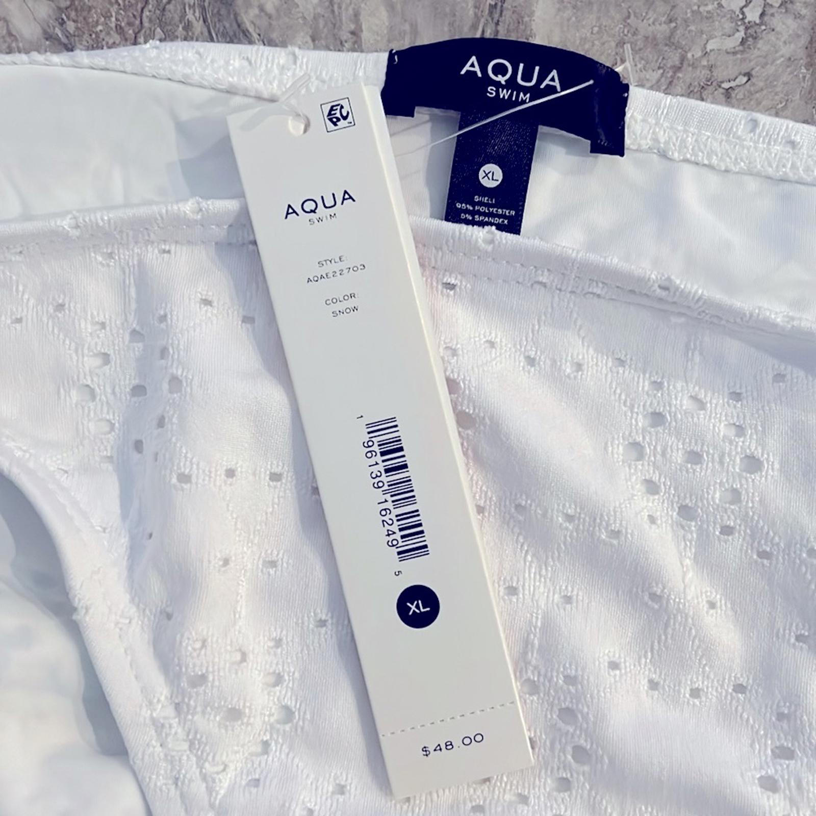NWT AQUA Swim Eyelet Bikini Bottoms, White Size XL New w/Tag Retail $48