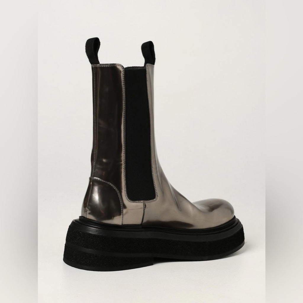 Marsèll Zuccone Boots in Laminated Leather, Grey/Black Size 39 NEW Retail $1,278