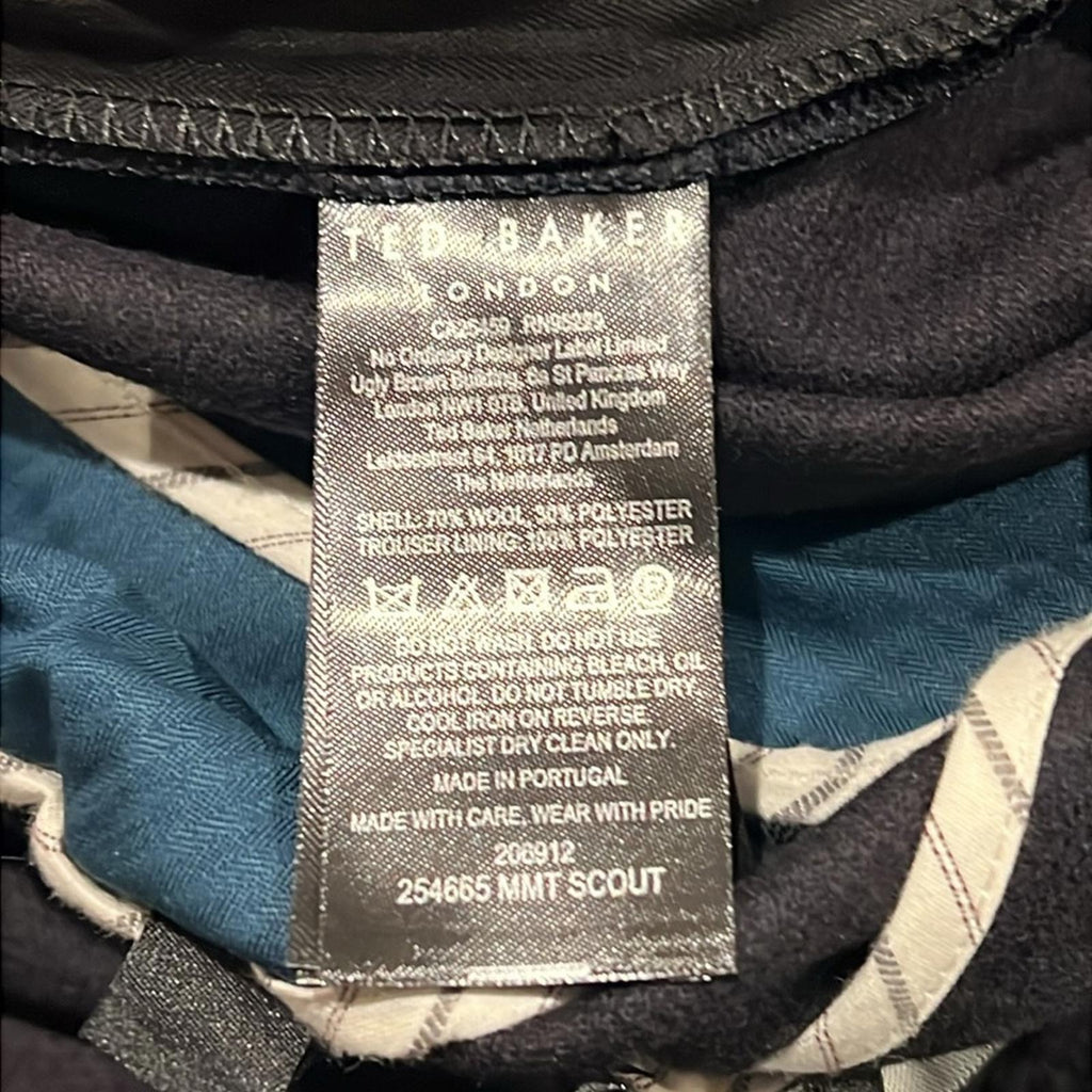 Ted Baker Scout Franklin Fit Wool Blend Trousers in Navy Size Waist 40R NWT $225