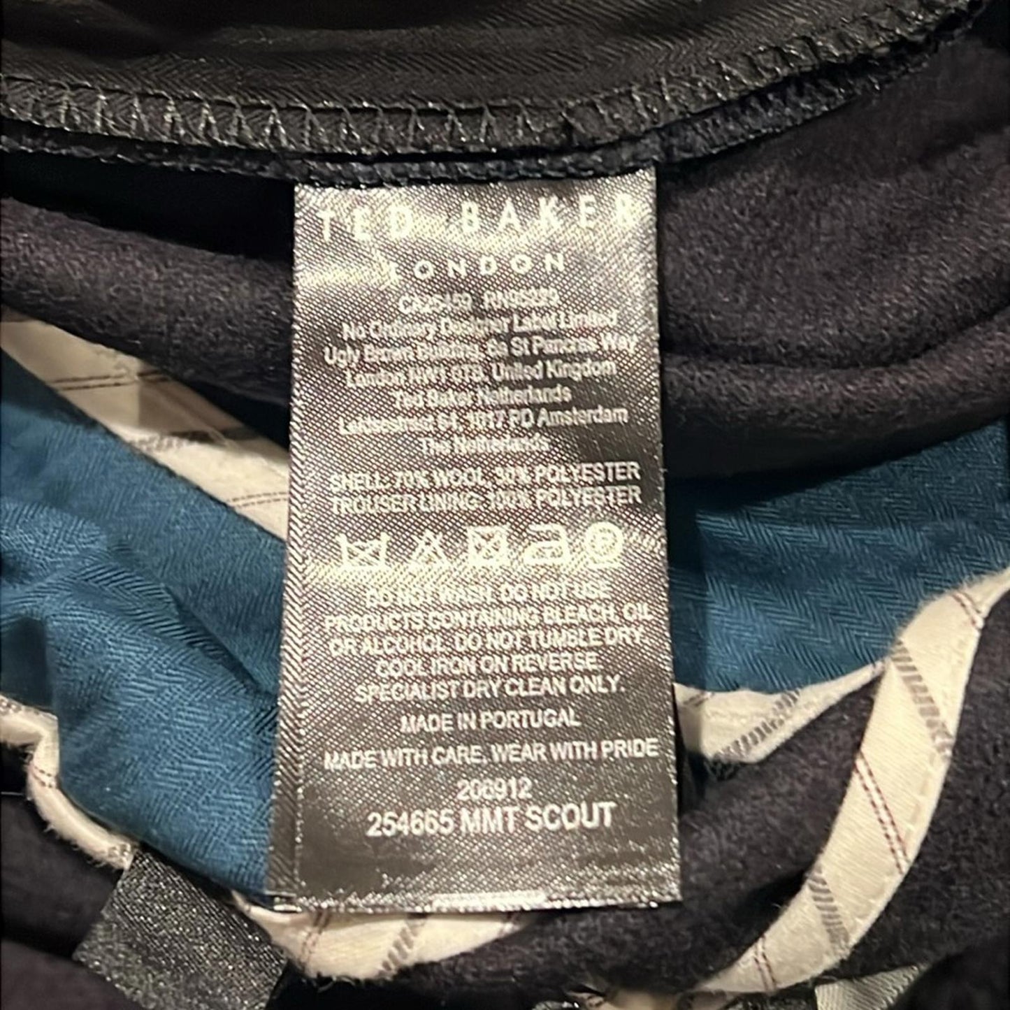 Ted Baker Scout Franklin Fit Wool Blend Trousers in Navy Size Waist 40R NWT $225