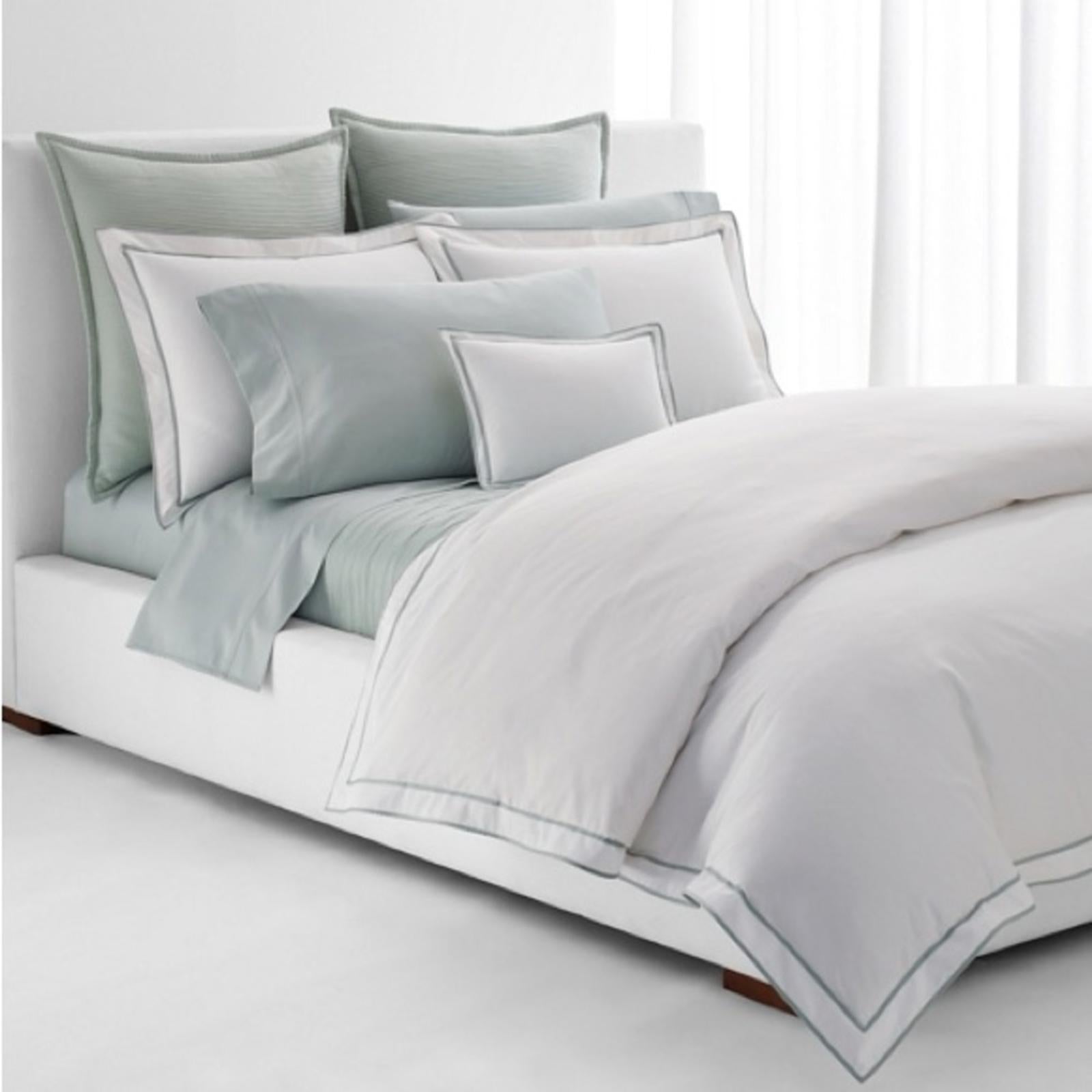 Lauren Ralph Lauren Spencer Sateen Border Duvet Cover WhiteSage, NWT, Full/Queen