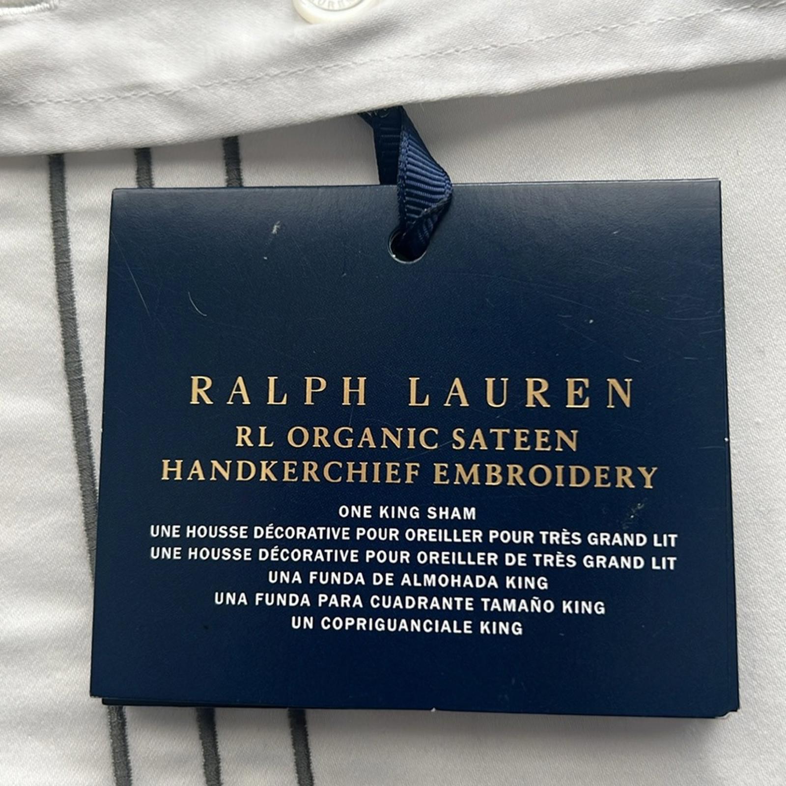 Ralph Lauren Organic Handkerchief King Sham in Graphite, New w/Tag $215