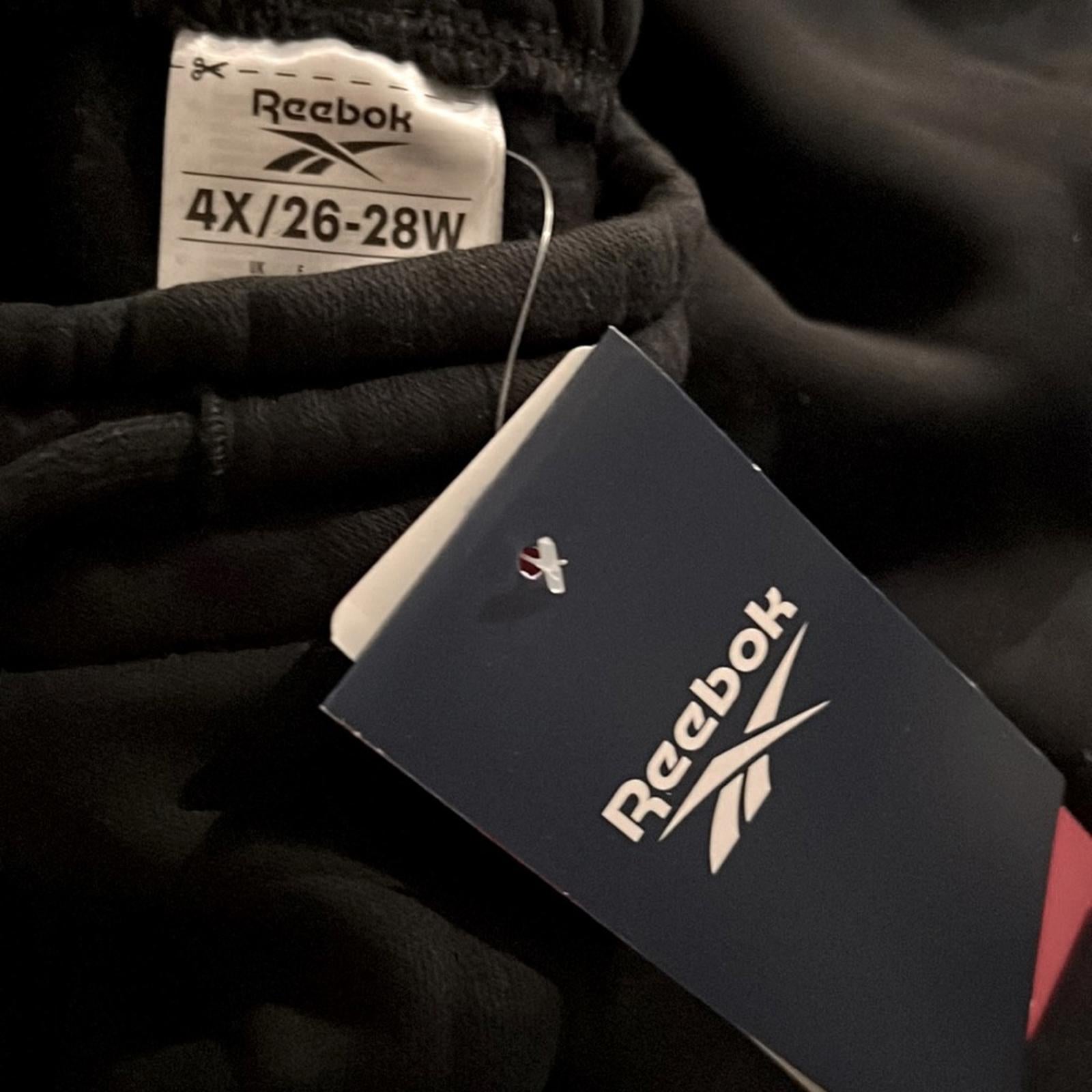 NWT Reebok Women's Identity Logo Fleece Joggers in Black, Plus Size 4X New w/Tag
