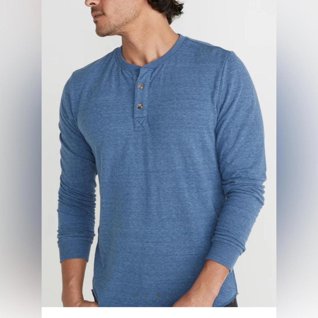 NEW Marine Layer Double Knit Henley, Blue Size Medium New w/o Tag $78 SOLD OUT!
