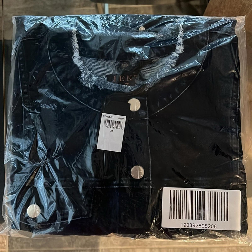 JEN7 by 7 For All Mankind Collarless Denim Jacket with Frayed Detail Size 3X NWT