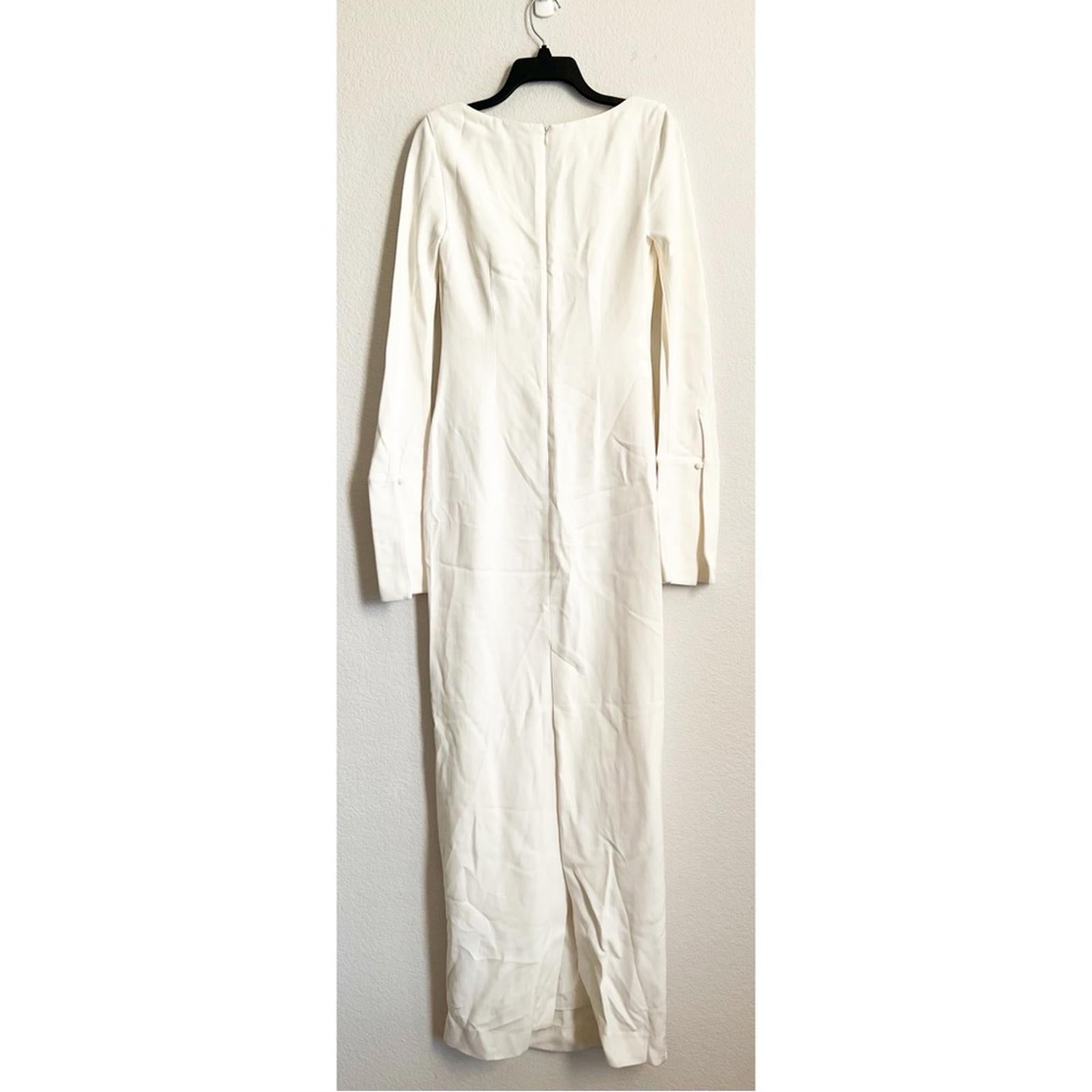 Et Ochs Gabriella Open Neck Gown Long Sleeve Dress in White, NWT, Size 4
