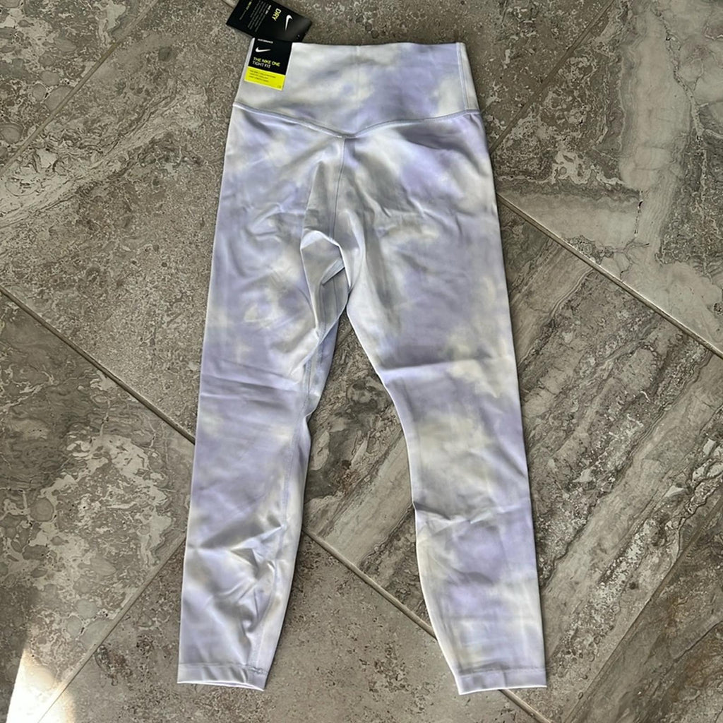 Nike One Icon Clash Mid-Rise Crop Leggings, Size XS (Thistle/White) NWT