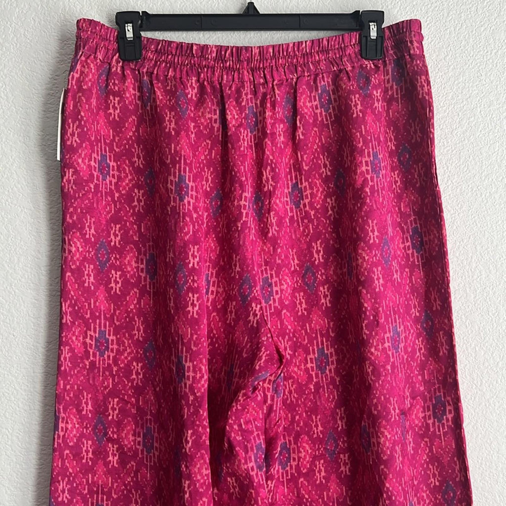 Lauren Ralph Lauren Geo-Print Satin Shantung Wide-Leg Pants, NWT, Size XL