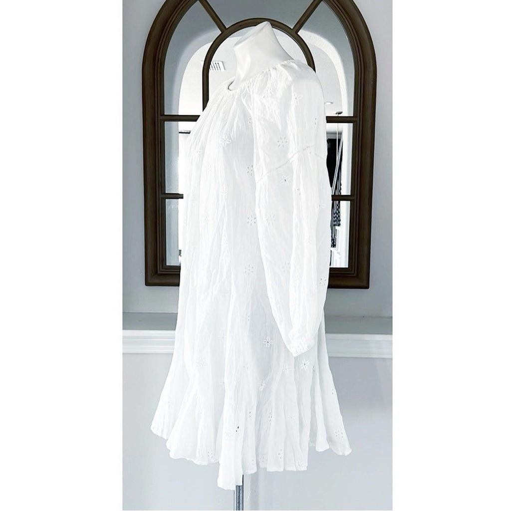 Velvet by Graham & Spencer Gracie Cotton Eyelet Dress in White, Size L NWT $216