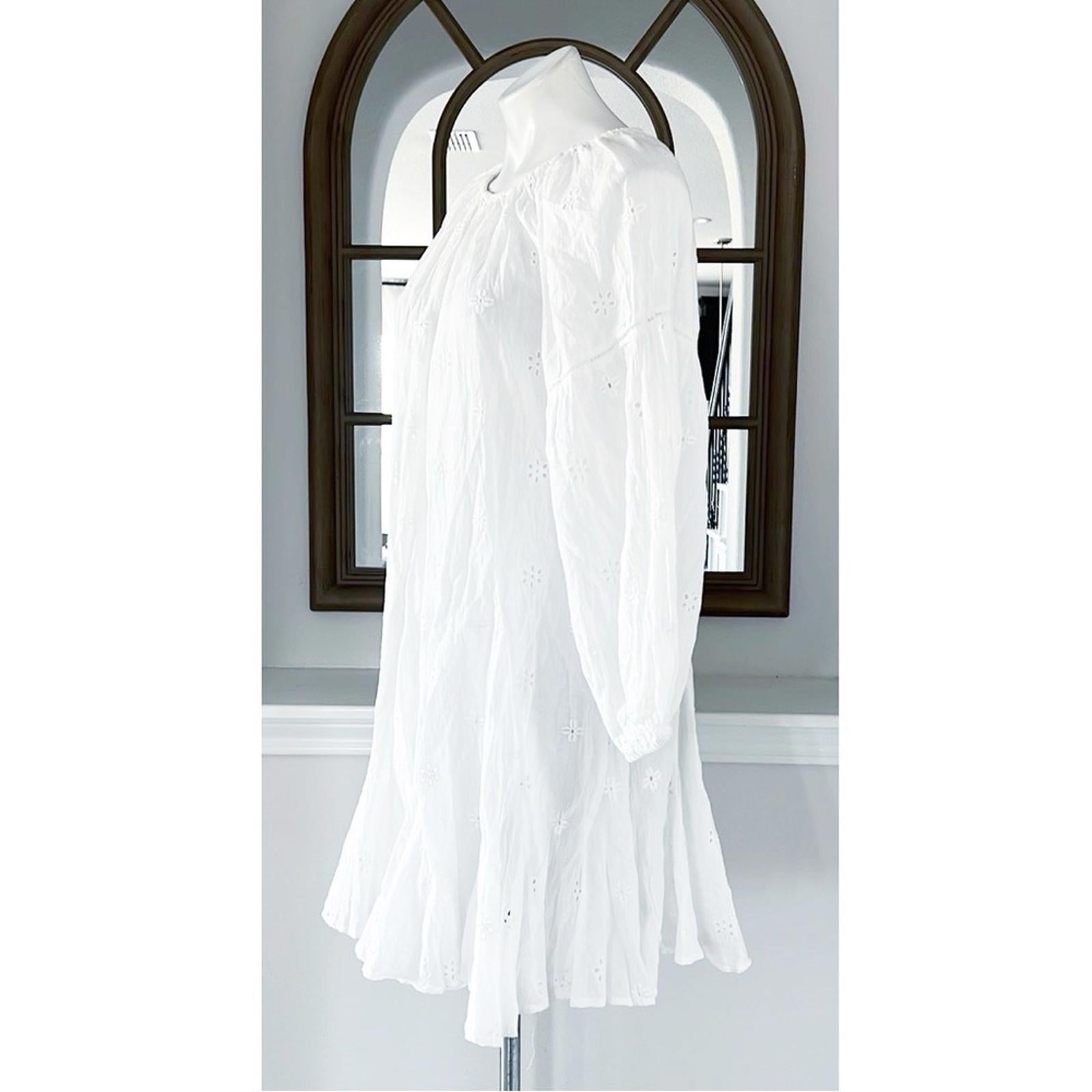 Velvet by Graham & Spencer Gracie Cotton Eyelet Dress in White, Size L NWT $216