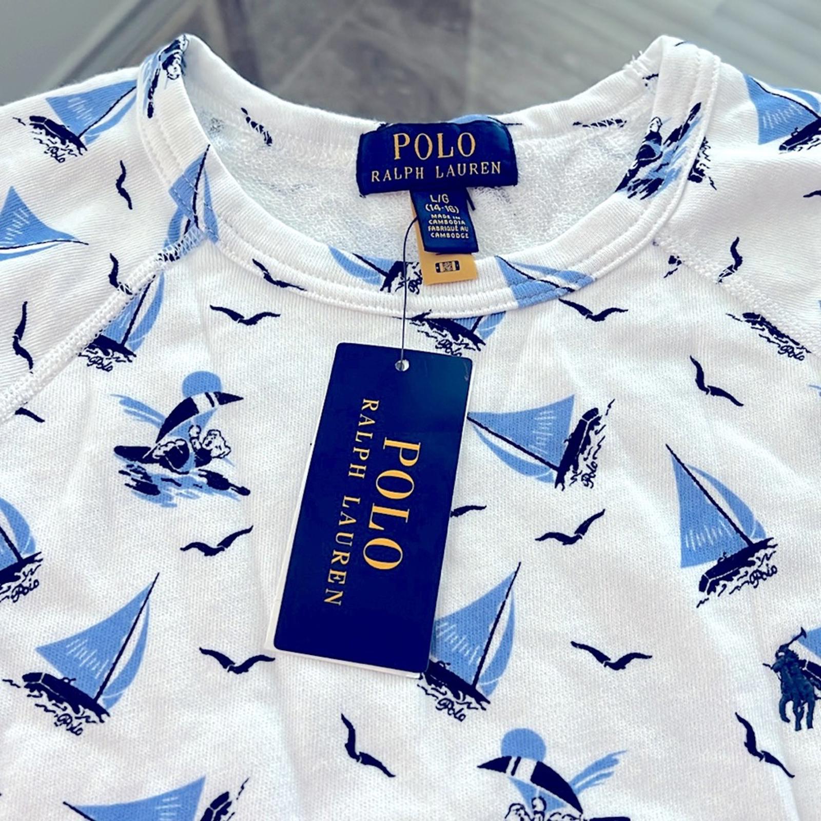 Polo Ralph Lauren Polo Bear Spa Terry Sweatshirt w/Sailings Size L (14-16) NWT