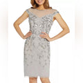 Adrianna Papell Embellished Sheath Dress in Bridal Silver, NEW, Size 4 $249