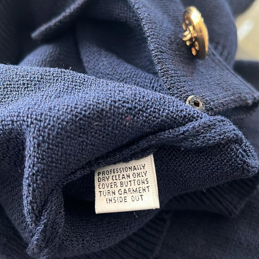 St. John Navy Knit Cardigan w/Signature Branded Buttons, Size S EXCELLENT!