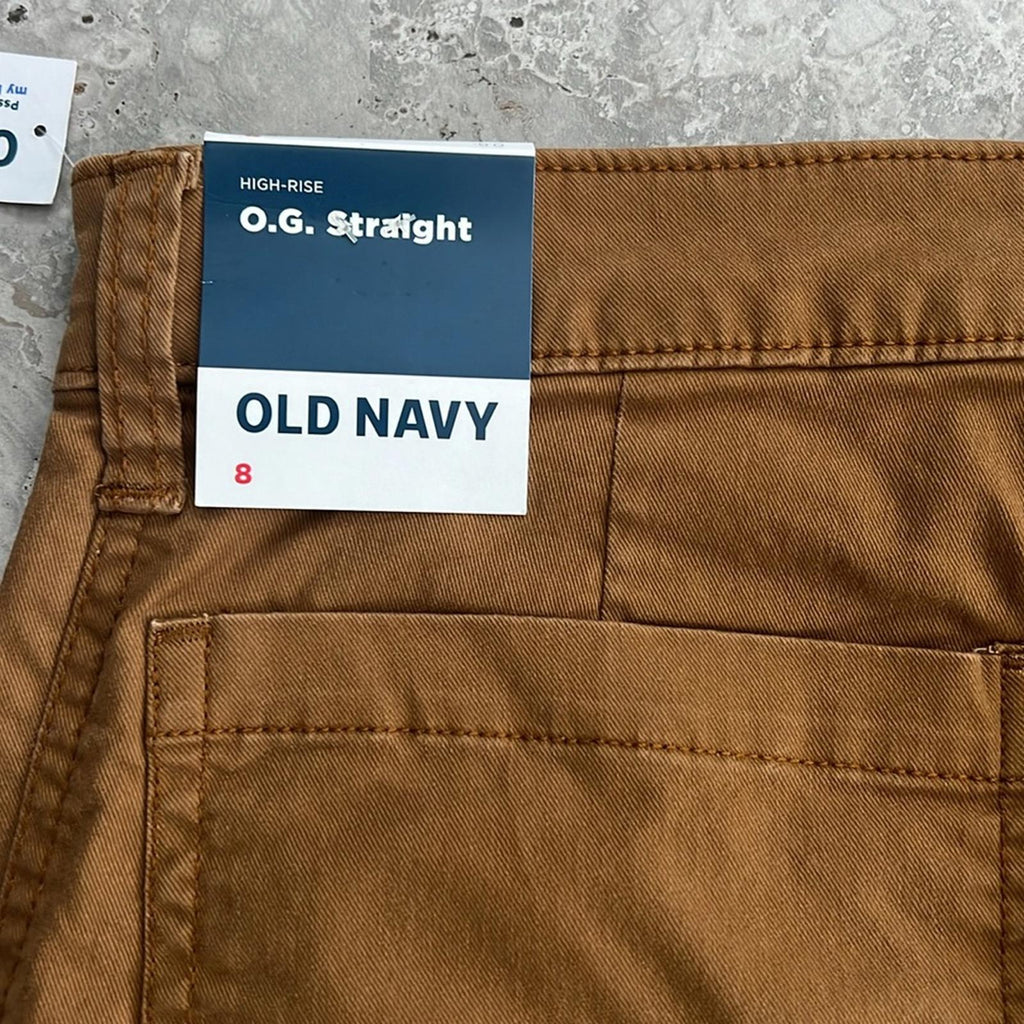 NWT Old Navy BROWN High-Rise OG Straight Jeans/Pants, Size 8 New w/Tag
