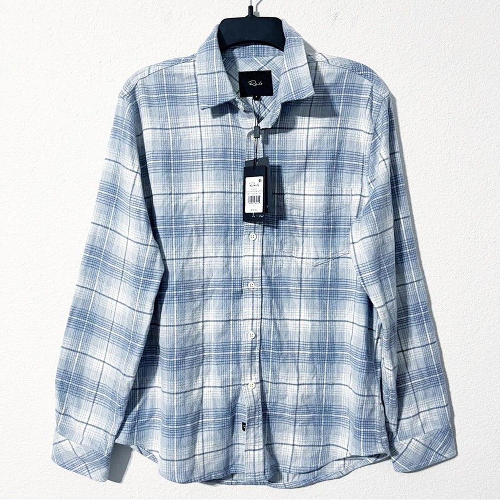 Rails Sussex Flannel Relaxed Fit Shirt in Glacier Denim White, Size S, NEW