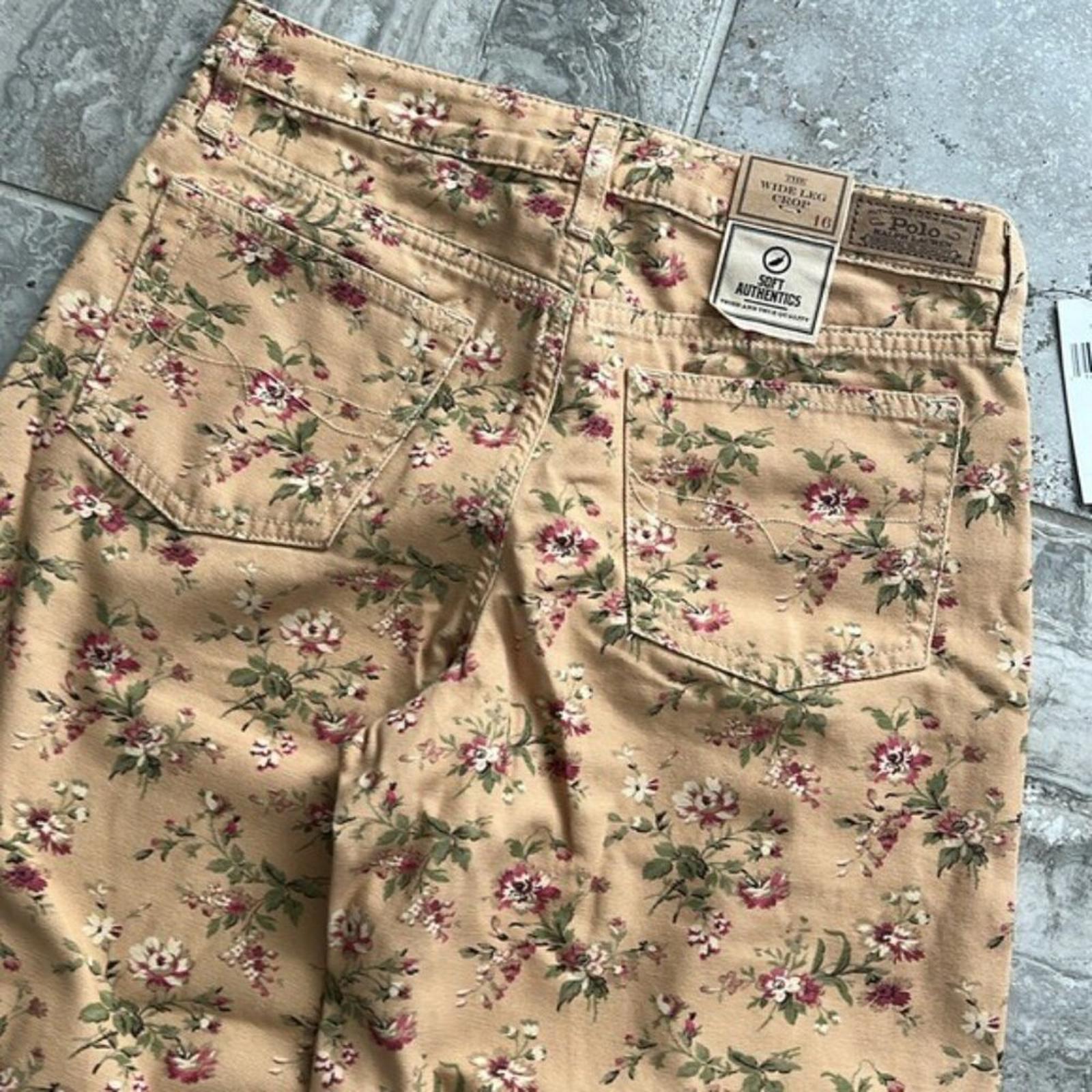 Ralph Lauren Floral Canvas Cropped Wide Leg Pants, Alvarado Wash, Size 6X NWT