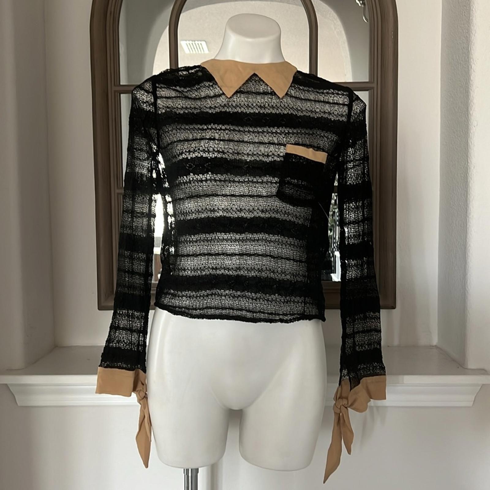 Opening Ceremony Sheer Lace Blouse in Black, Size S
