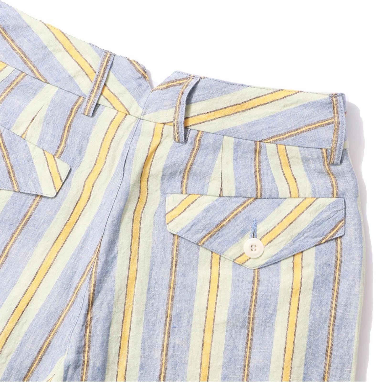 Nicholas Daley Linen Striped Trousers in Blue/Mustard, Size 34 NEW w/Tag $650