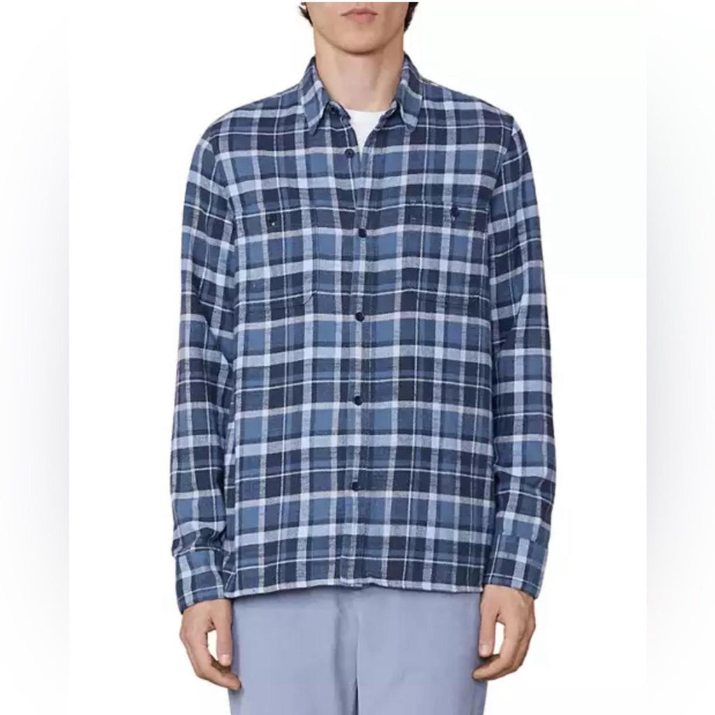 Officine Générale Ahmad Twill Check Button Down Shirt, Size L New w/Tag $395