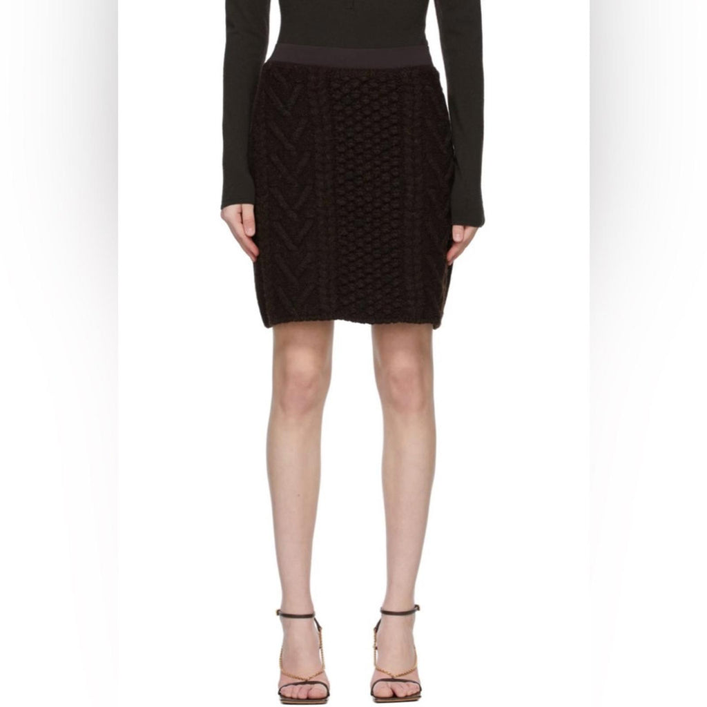 NEW Bottega Veneta Brown Wool Mini Skirt, Size Small New w/o Tag, Retail $990