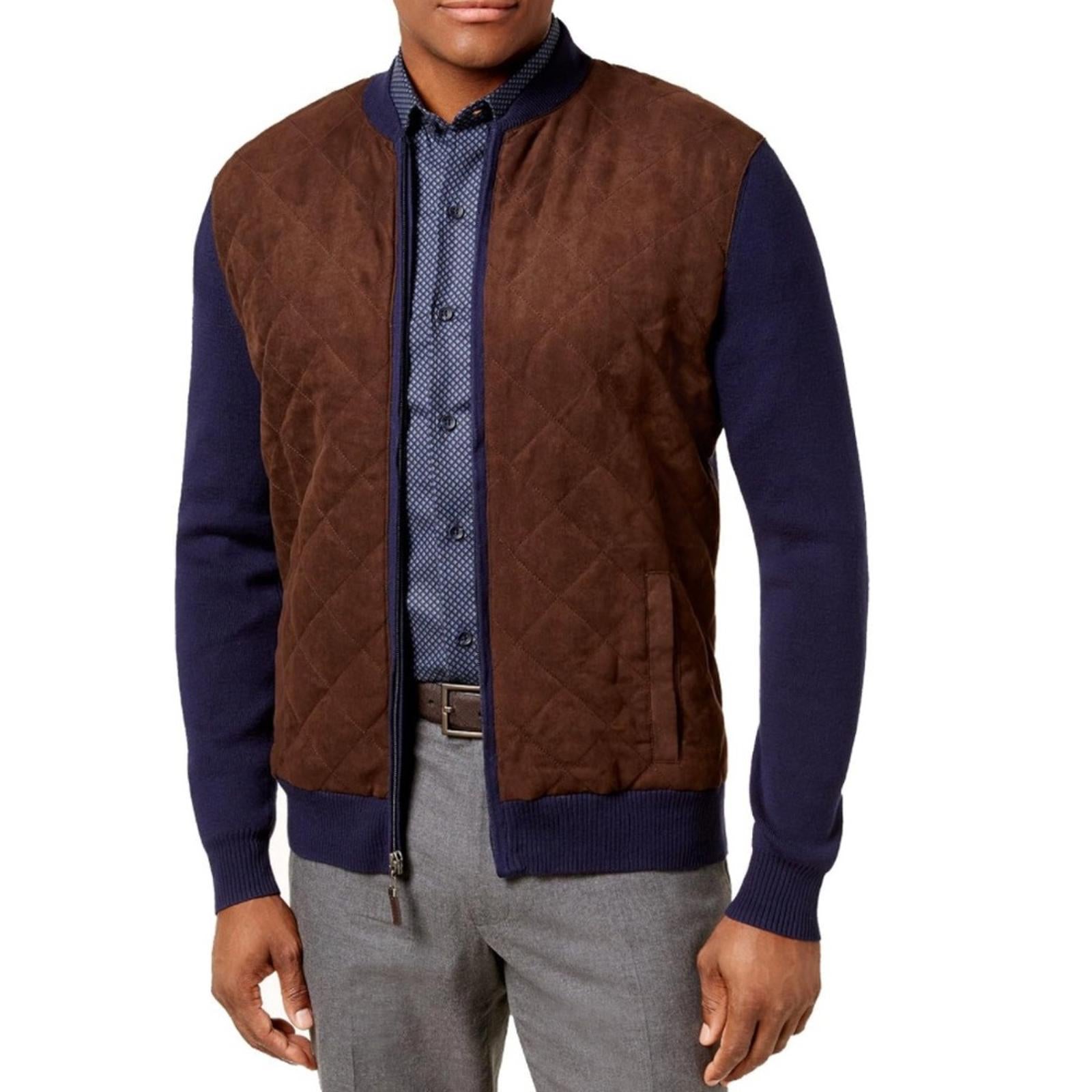 Tasso Elba Zip-Up Lightweight Quilted Coat in Navy/Brown, Size XL EXCELLENT!