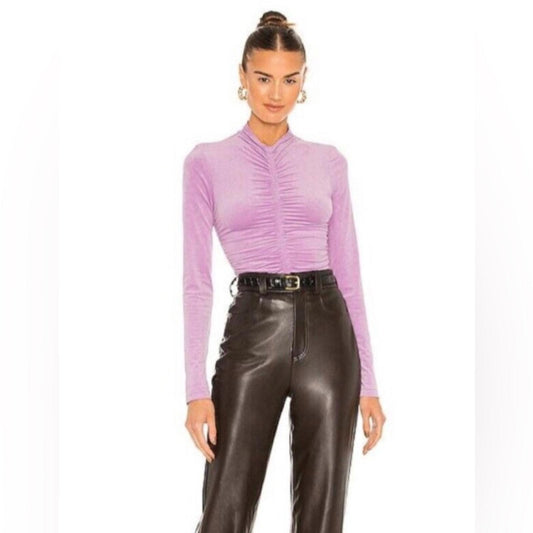 A.L.C. Ansel Shirred Top in Purple X REVOLVE, Size XS New w/Tag Retail $295